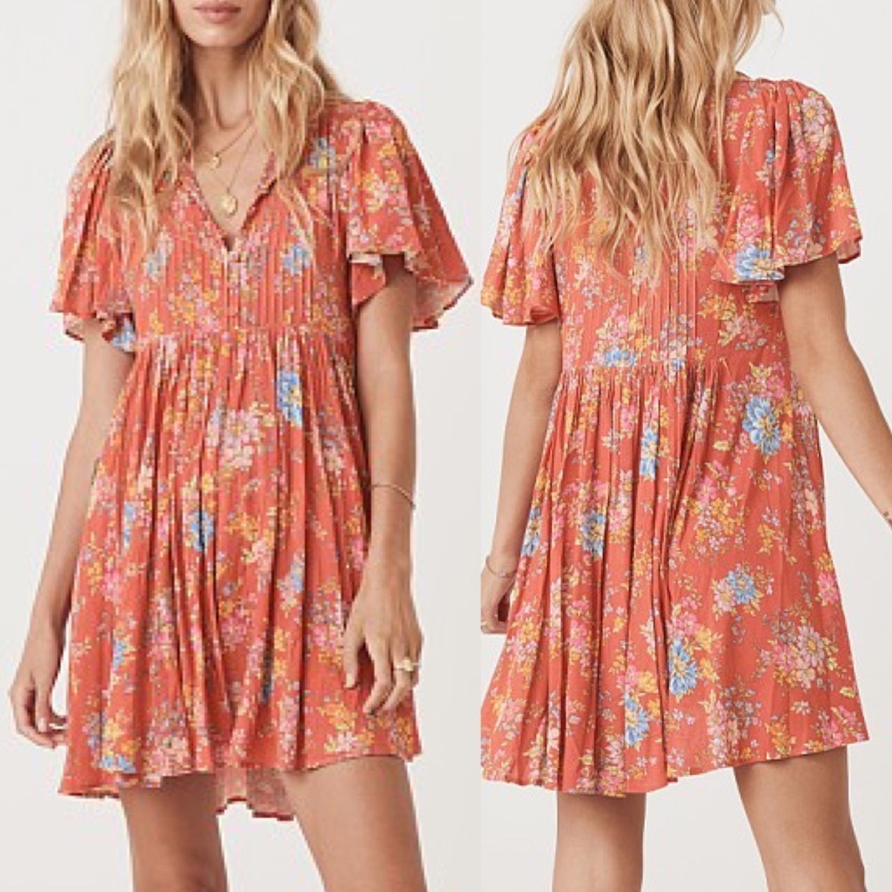 Spell‎ Meadowland Flutter Sleeve Mini Dress Poppy
